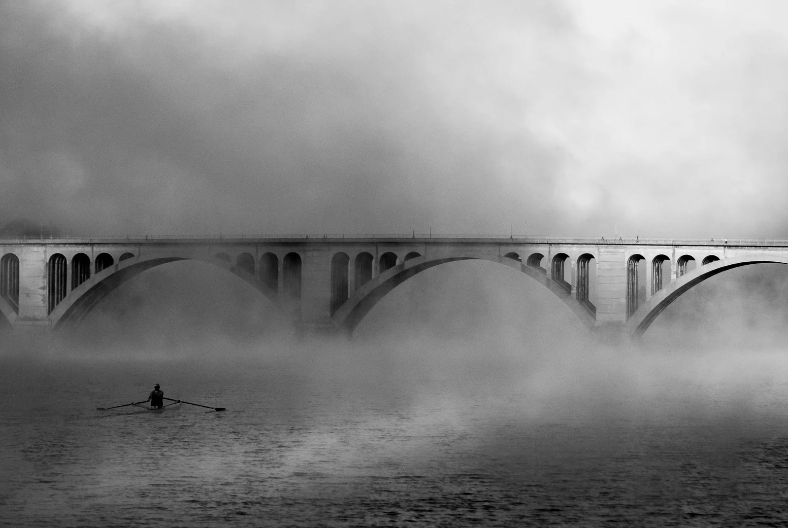 A quiet early-morning scene near Key Bridge in Washington, D.C.