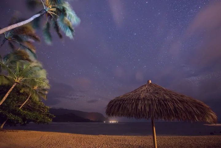 A Beach beneath the Night Sky — Kauaʻi, Hawaii